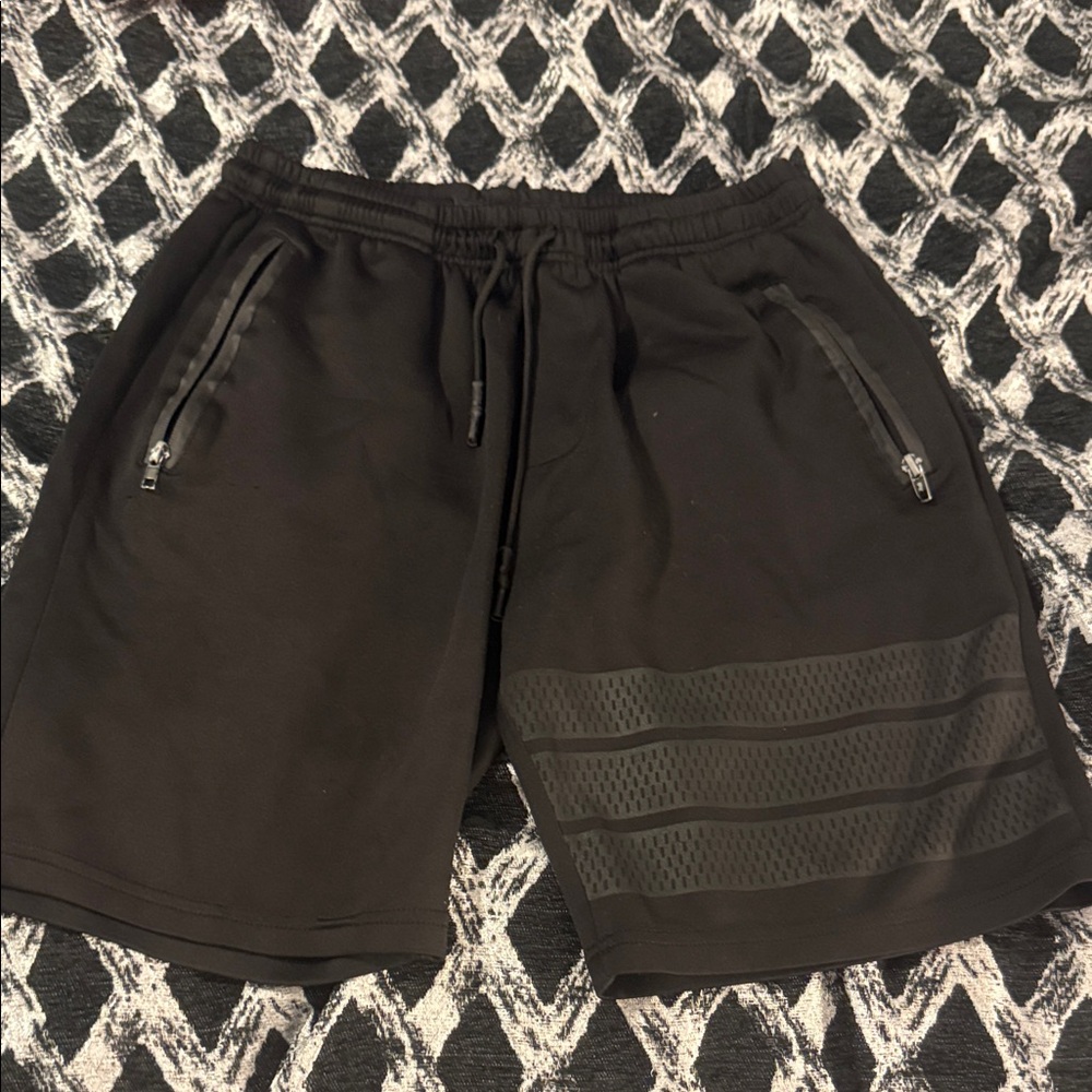 Men's Black Athletic Shorts with Zippered Pockets